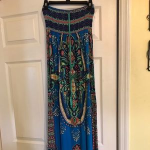 Colorful shirred maxi dress